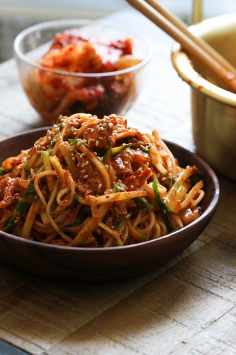 Cold Noodles with Tuna and Kimchi