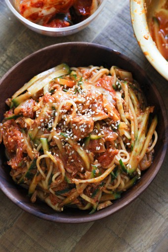 Cold Noodles with Tuna and Kimchi