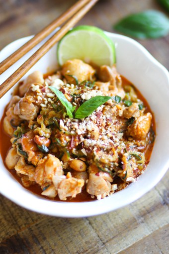 Creamy Peanut Chicken Zucchini Pasta-2