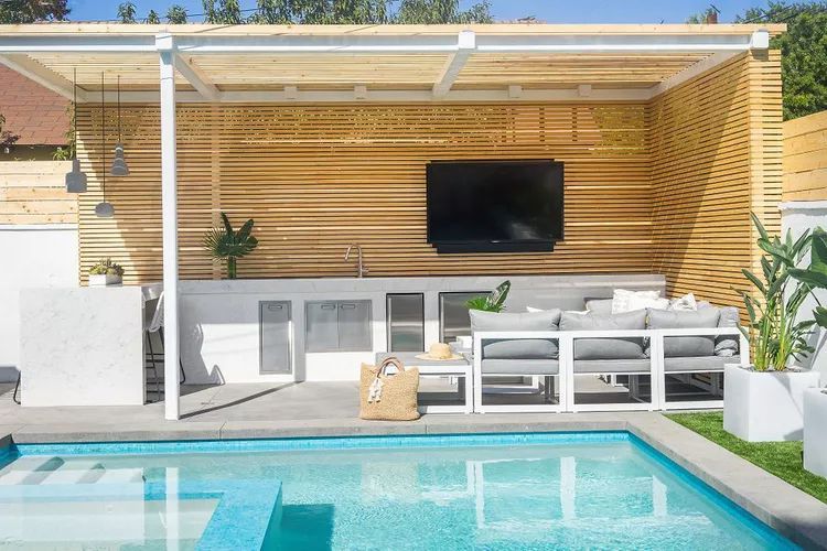 outdoor tv pool cabana
