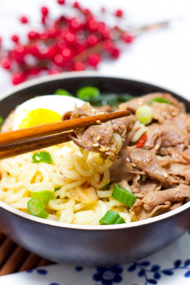 Deluxe Instant Ramen With Beef and Vegetables