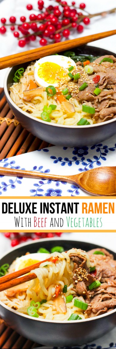 Deluxe Instant Ramen With Beef and Vegetables for Pinterest