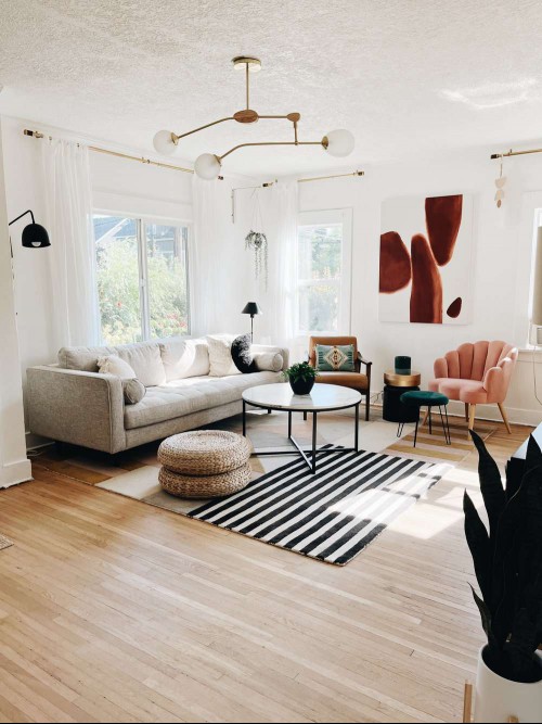 curtains open in living room