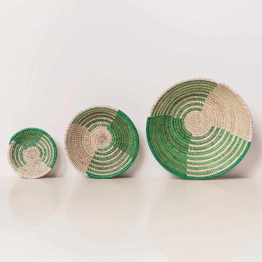 Set of 3 handwoven wall basket decor.