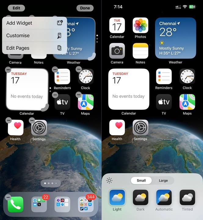 Edit home screen in ios 18