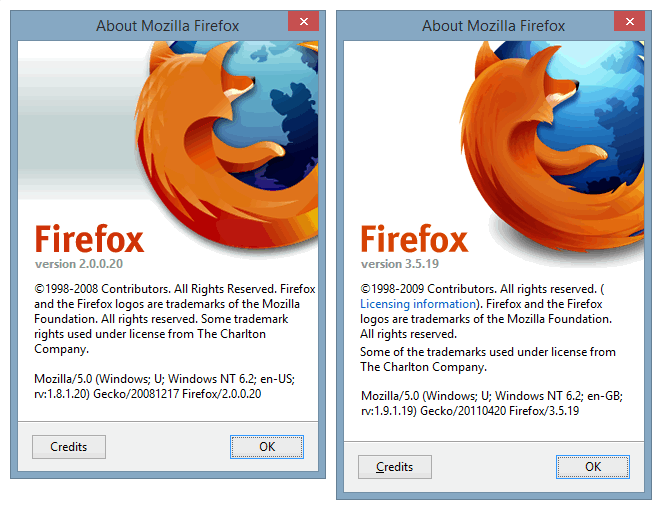 Firefox Legacy About info.