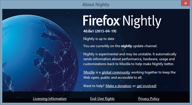Firefox nightly About info.