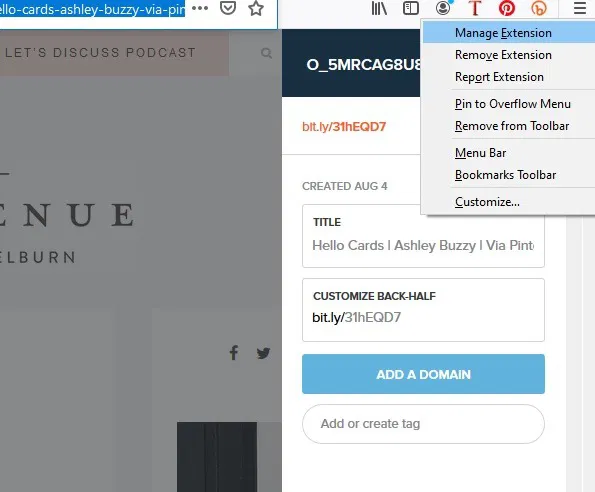 Firefox Social Extensions Bitly 1