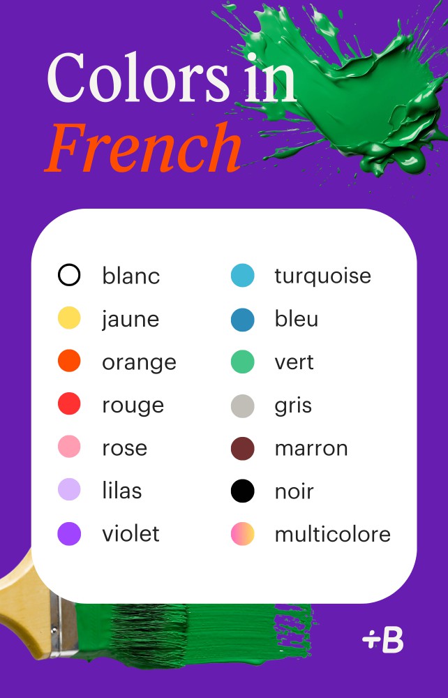 An infographic showing the colors in French, which will also be translated below.