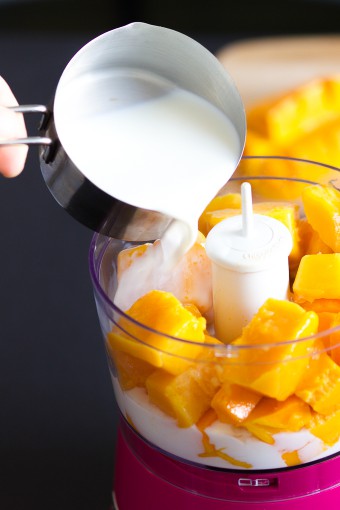 Add milk to Mango Smoothie 