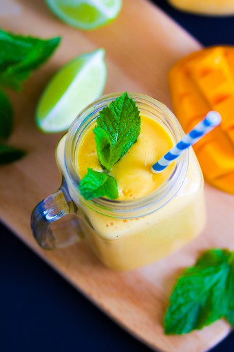 Mango Smoothie with Mango Ice Cubes