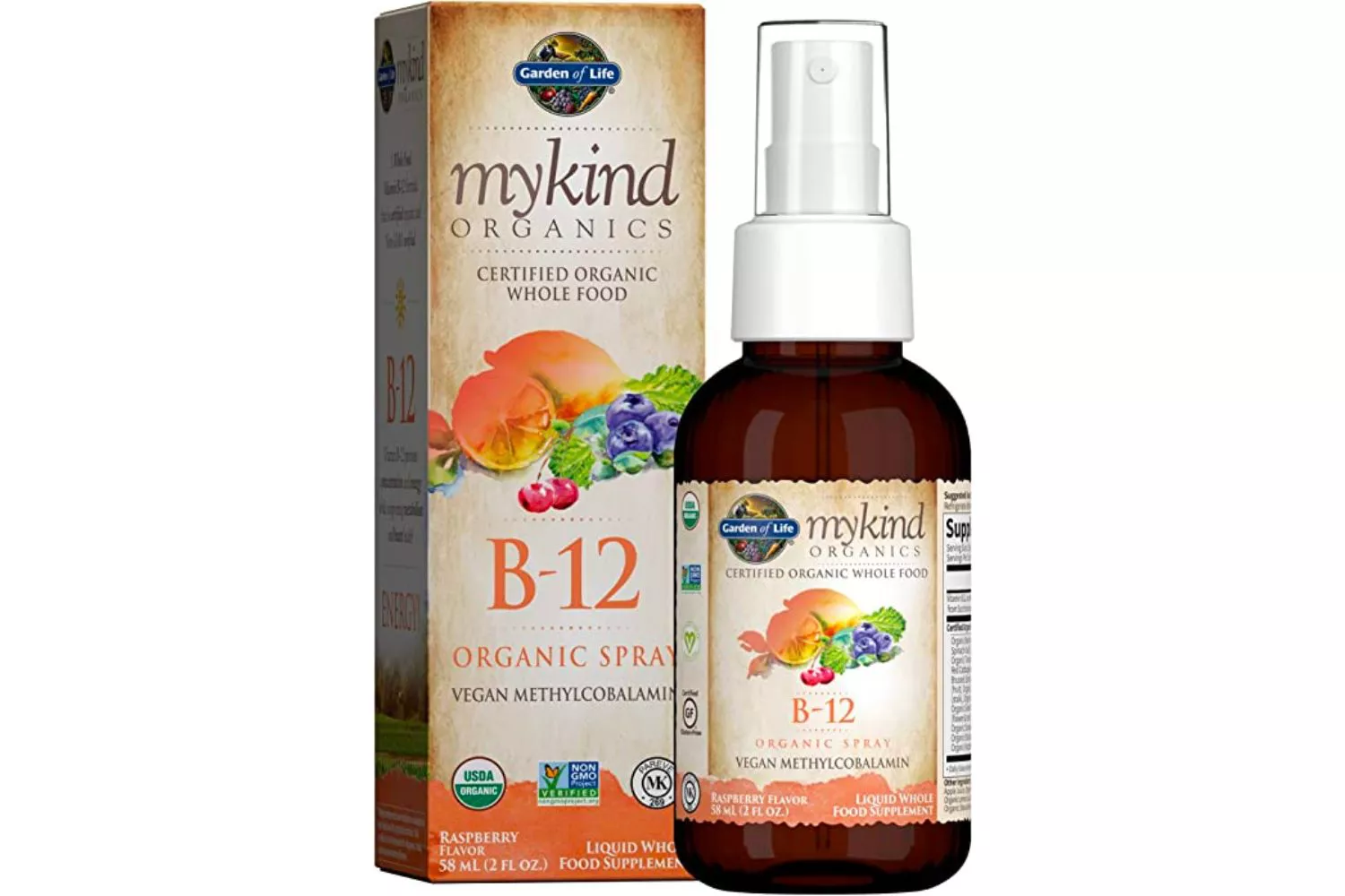 Garden of Life mykind Organic Whole Food B-12 for Metabolism and Energy, Raspberry