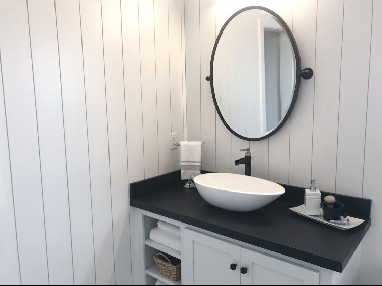 Vertical shiplap in a bathroom
