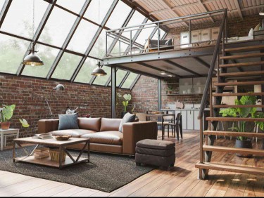 loft with glass siding