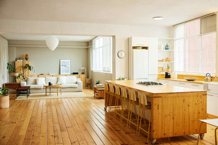 open floor plan with kitchen and living room