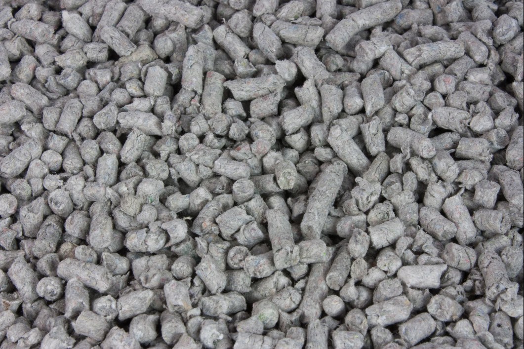 Paper-based cat litter close-up