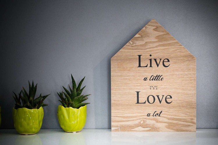 wooden word art sign