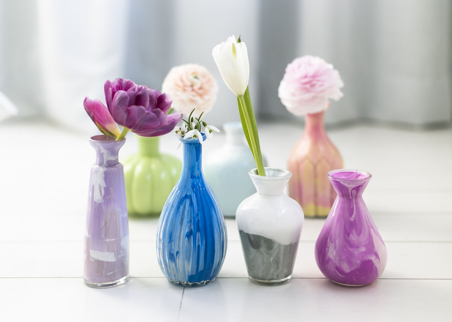 glass vases painted diy flower holder