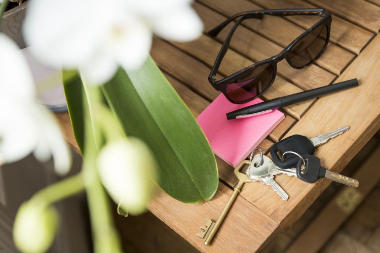 keys on an end table