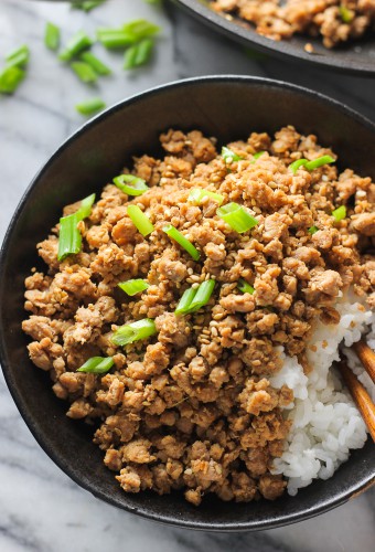 Ginger Minced Pork Rice Bowl Feature