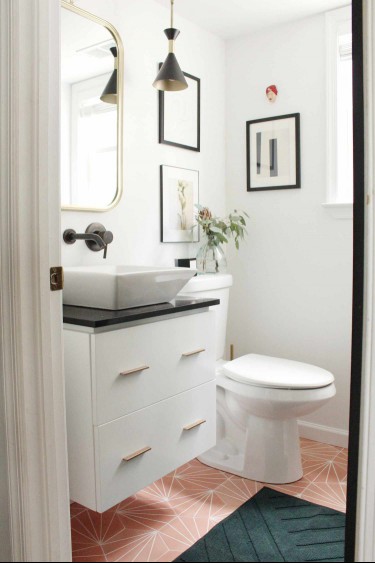 Small half bathroom with updated decor
