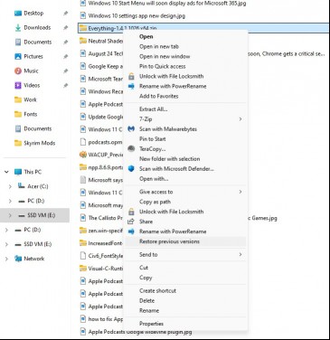 Good old context menu in file explorer windows 11