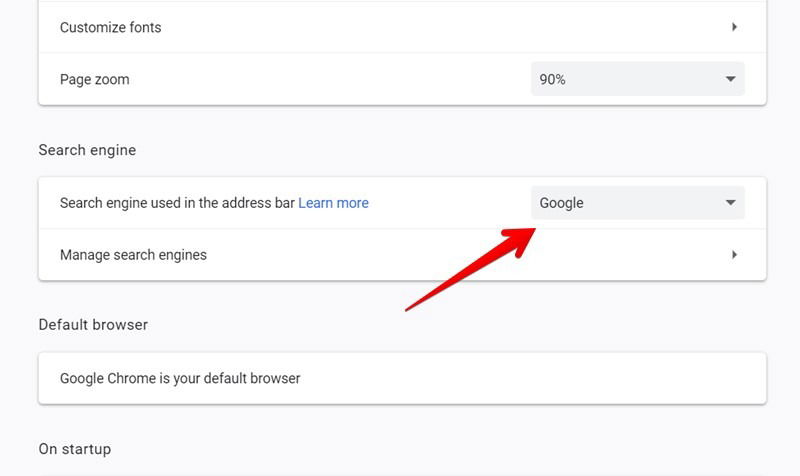 Google Chrome Change Search Engine