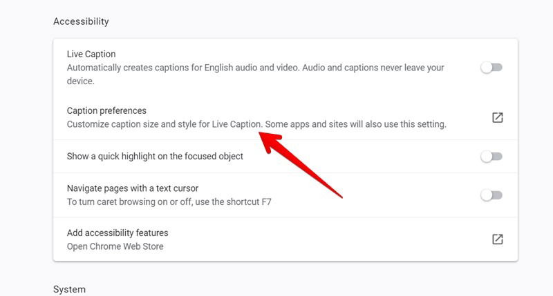 Google Chrome Customize Live Caption