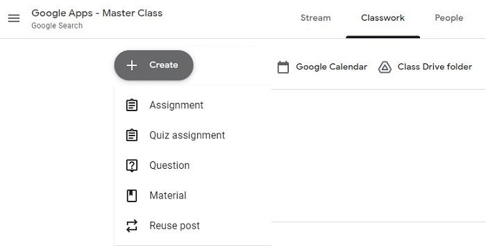 Google Classroom Classwork Tab