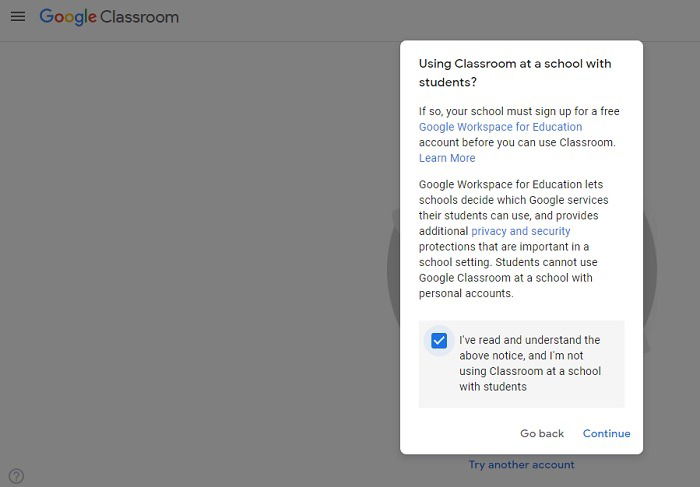 Google Classroom Disclaimer