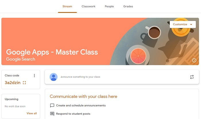 Google Classroom Homescreen Of Class
