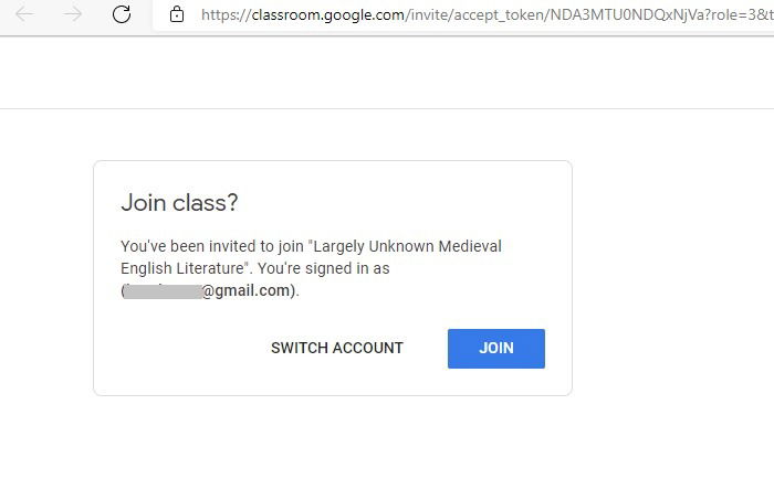Google Classroom Join Invitation