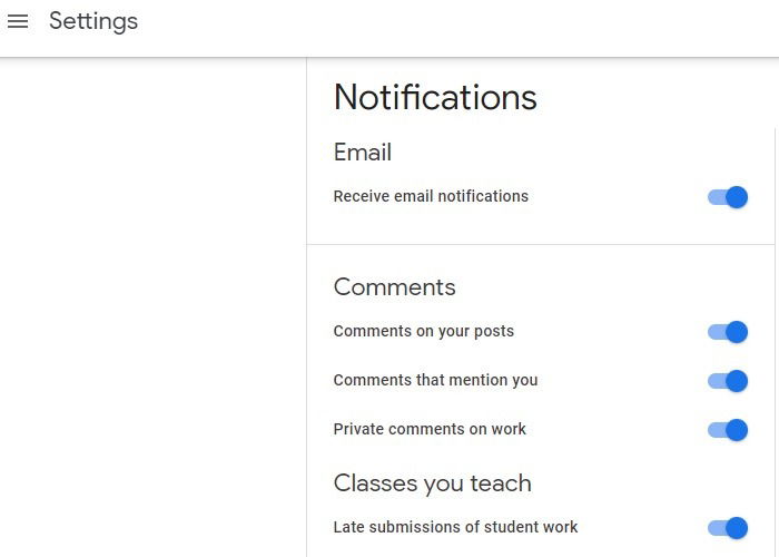 Google Classroom Settings