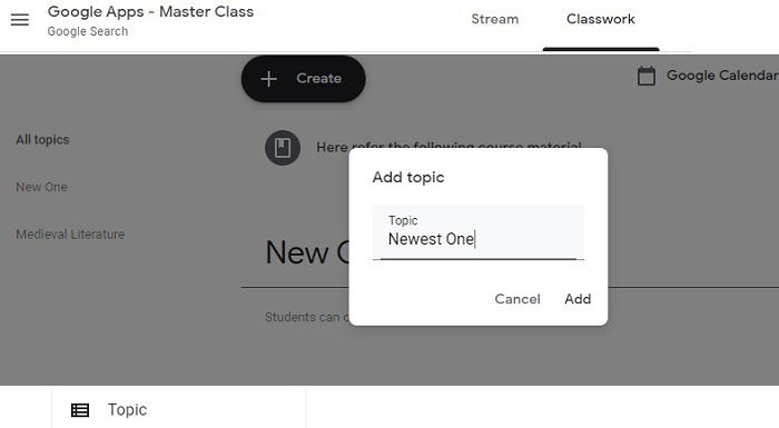 Google Classroom Topics