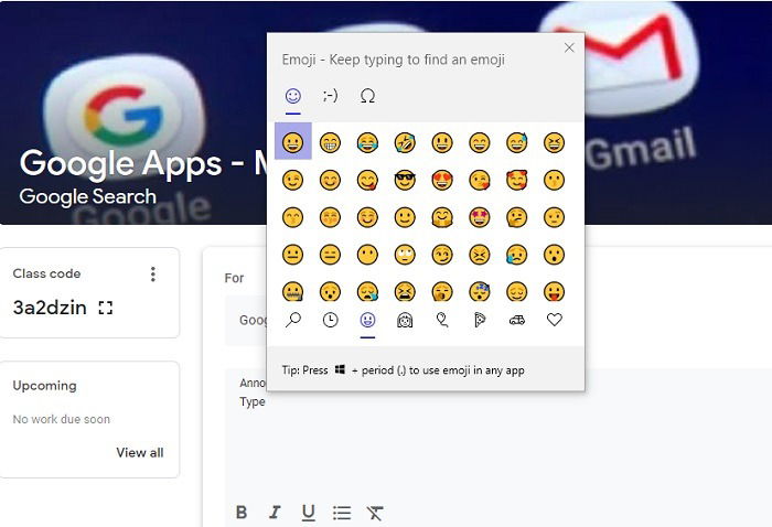 Google Classroom Windows Emoji