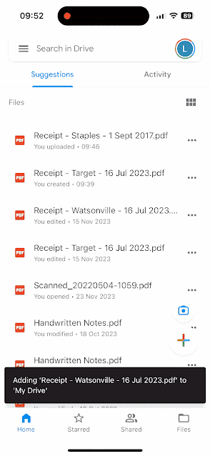 Google Drive iOS scan a document