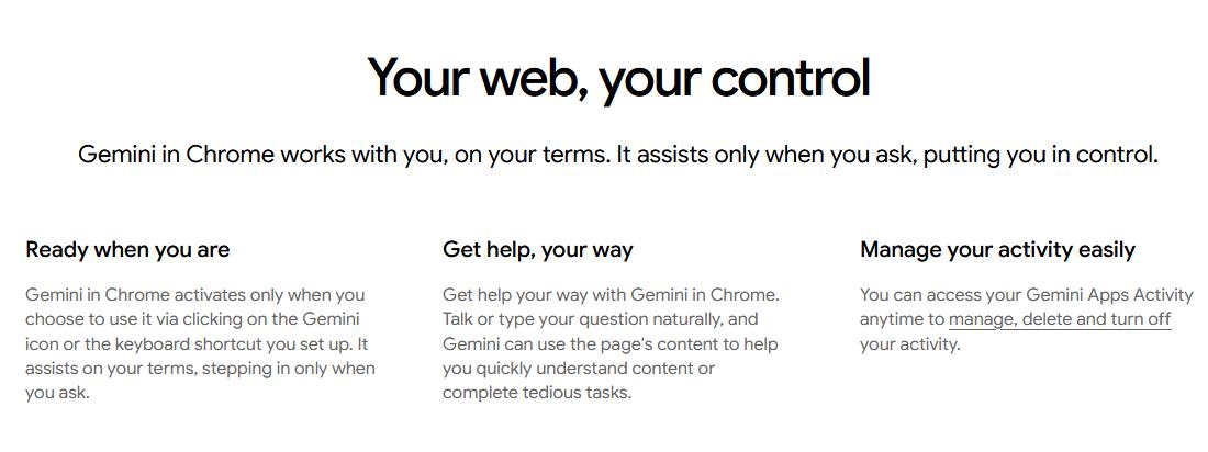 Google Gemini in Chrome browser