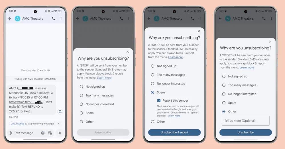 Google Messages introduces 'Unsubscribe' button to combat spam