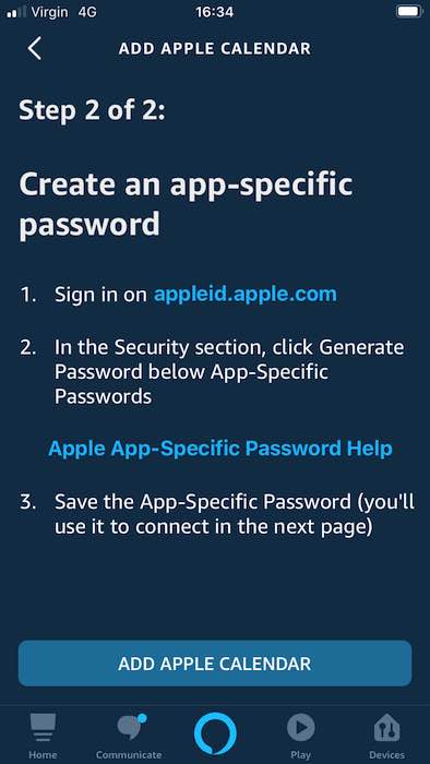 Google Microsoft Add Apple Calendar Switch back to the Amazon Alexa application on your iOS device.