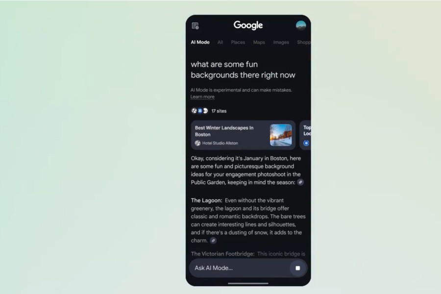 Google AI Mode on mobile.