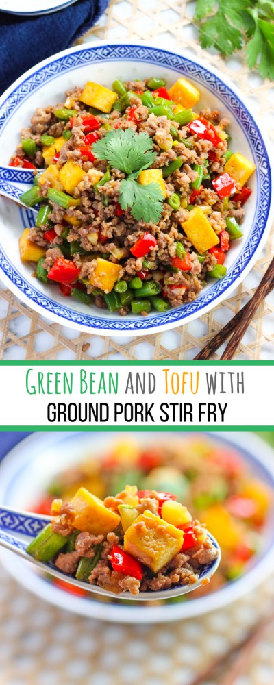 Green Bean and Tofu With Ground Pork Stir Fry for Pinterest