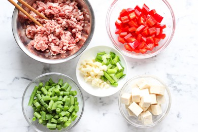 Green Bean and Tofu with Ground Pork Stir Fry-Ingredients