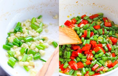 Green Bean and Tofu with Ground Pork Stir Fry-Step Two