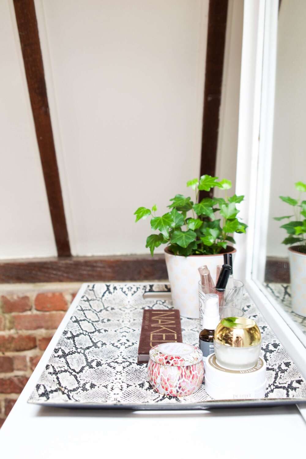 snakeskin tray in bathroom