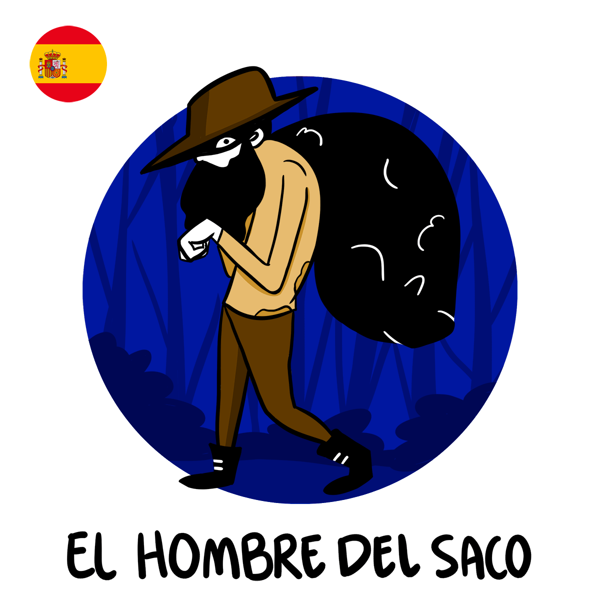 illlustration of Hombre del Saco, Spanish boogeyman