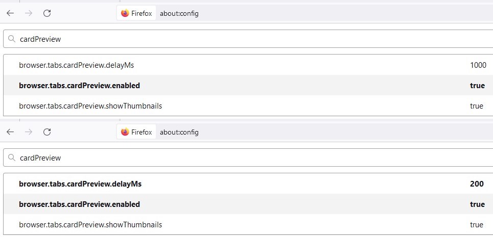 How to change the speed of Tab Preview in Firefox