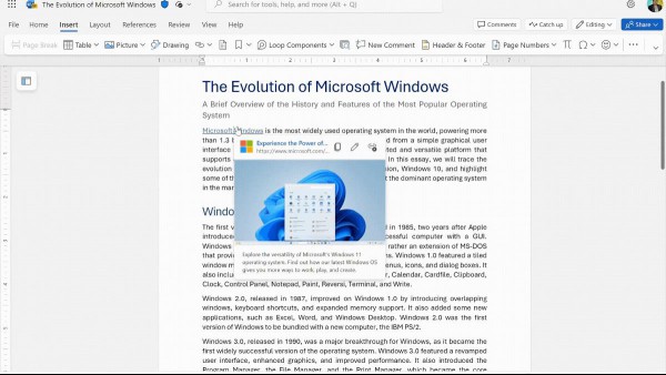 How to enable link previews in Word for the web