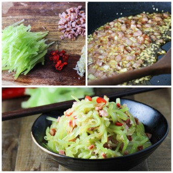 How to make ham and stem lettuce