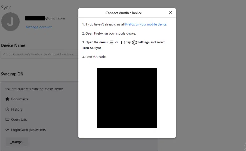 How To Sync Firefox Scan Barcode