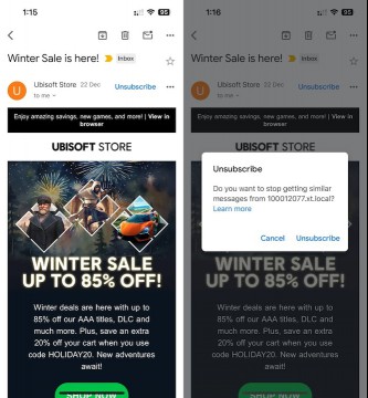 How to unsubscribe from mails in Gmail for iOS